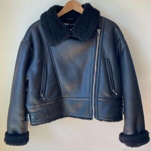LIGHTLY USED ZARA ZW COLLECTION DOUBLE-FACED BIKER JACKET
